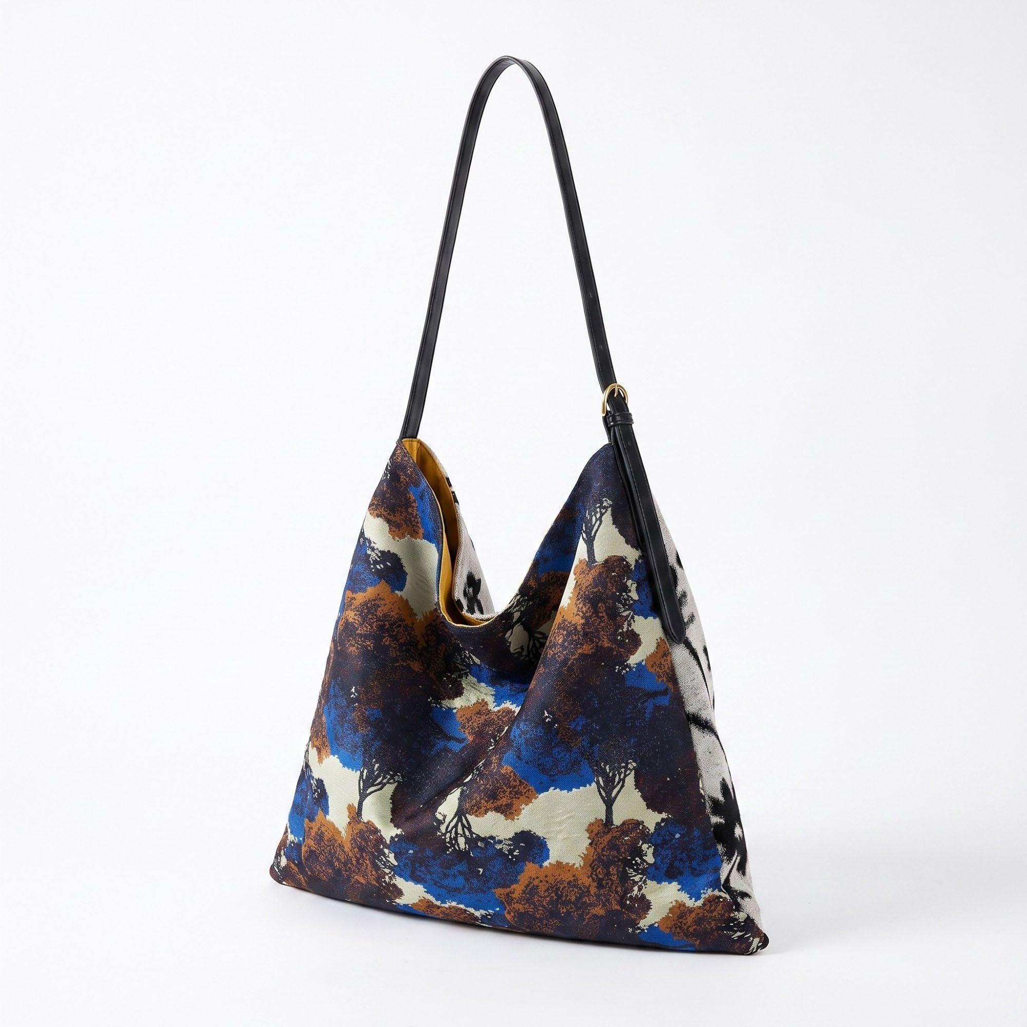 Oversized Printed Hobo Shoulder Bag with Adjustable Strap
