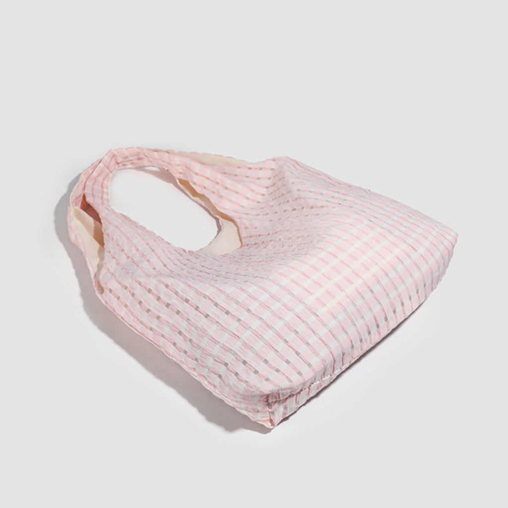 Plaid Hobo Tote Bag with Soft Slouchy Shape and Shoulder Handle