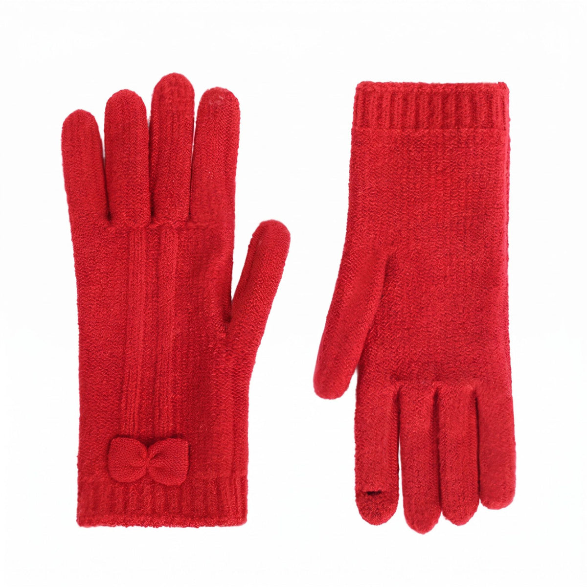 Knit Bow Detail Full Finger Gloves for Cold Weather