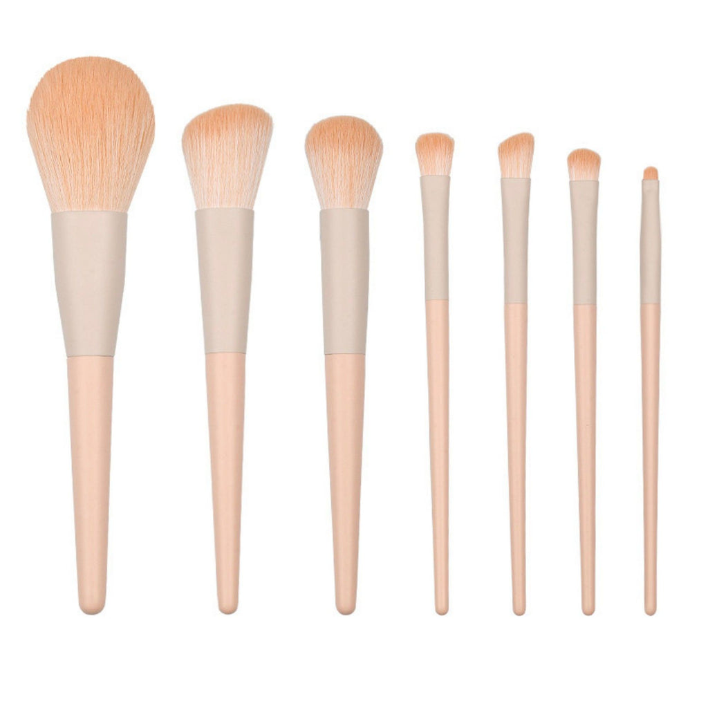 7-Piece Makeup Brush Set with Soft Synthetic Bristles and Tapered Handles for Face and Eye Application