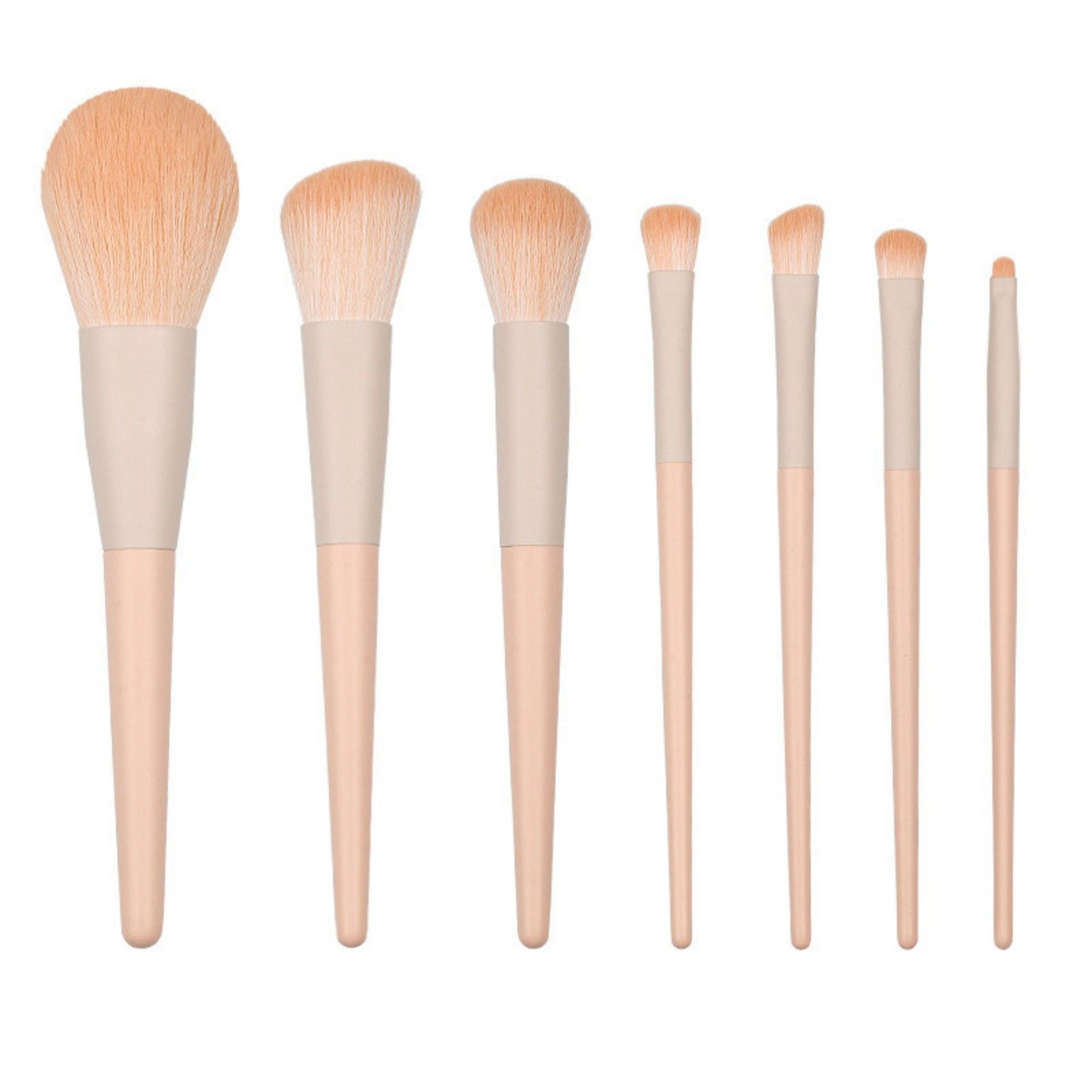 7-Piece Makeup Brush Set with Soft Synthetic Bristles and Tapered Handles for Face and Eye Application