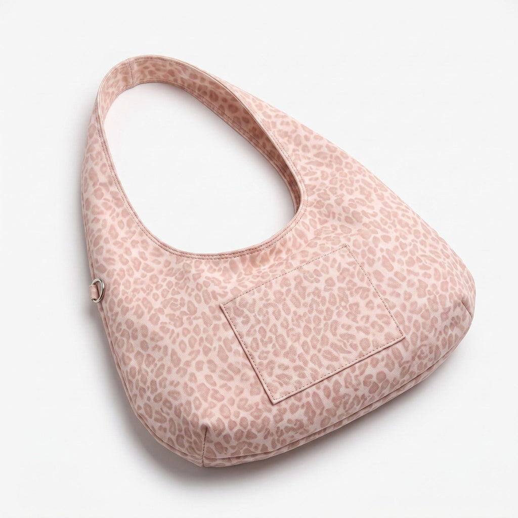 Leopard Print Hobo Tote Bag with Wide Shoulder Strap and Exterior Pocket 12.5x8x0.4in