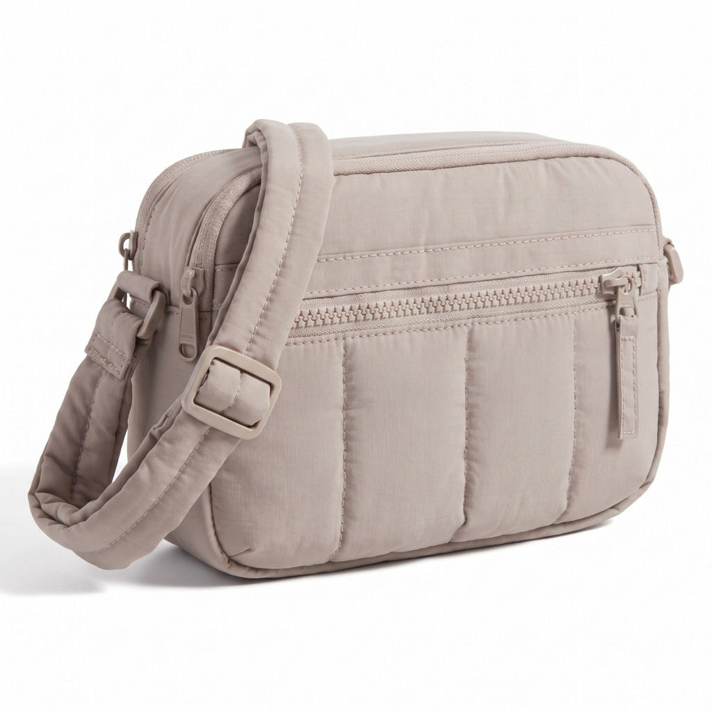 Padded Rectangular Crossbody Bag with Front Zip Pocket and Adjustable Padded Shoulder Strap 8.7x2.8x6.1in
