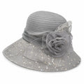 White women's sun hat with floral and sequin