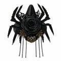 Halloween Mini Witch Hat Hair Clip with Spider Rose and Chains