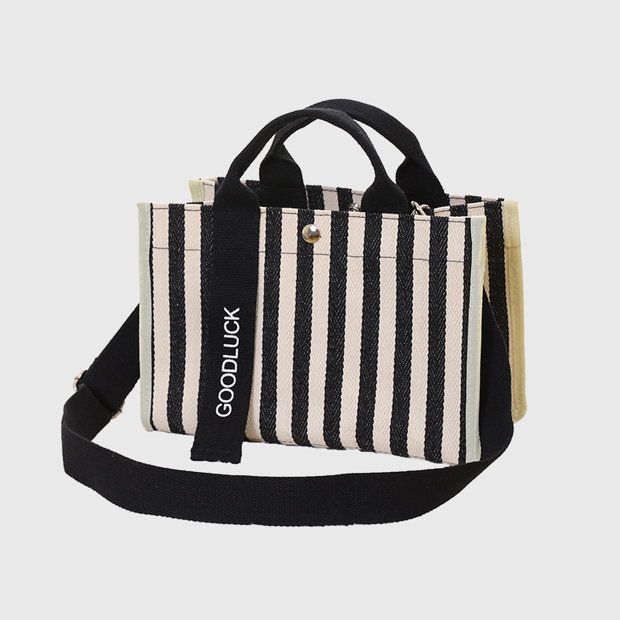 Anna-Kaci Women's Striped Canvas & Nylon Tote Bag - Multi - functional Shoulder Bag