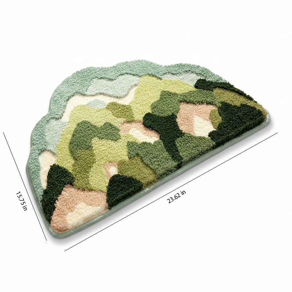 Tufted Floor Mat with Abstract Nature Pattern Non Slip Backing Soft Plush Decorative Indoor Entryway Bathroom Rug