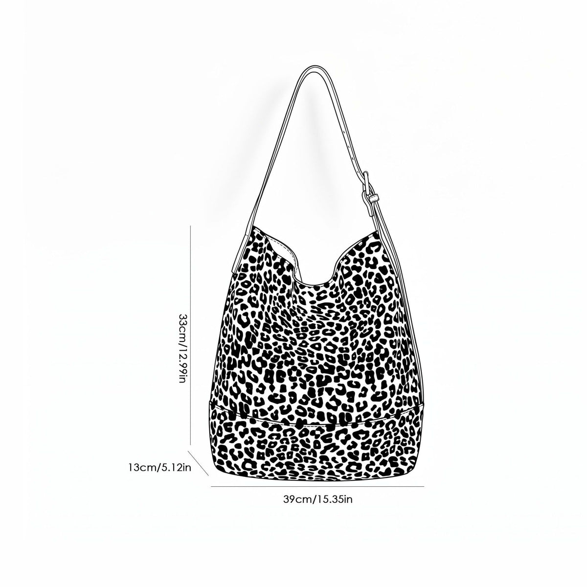 Leopard Print Shoulder Tote Bag Adjustable Strap Large Casual Carryall