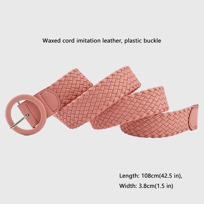 Anna-Kaci Sleek Woven Women's Belt with Plastic Buckle