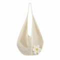 Flower Detail Woven Tote Bag for Women - Lightweight Summer Shoulder Bag for Vacation