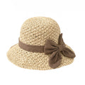 Straw Sun Hat Wide Brim Bowknot Summer Beach Bucket Hat Lightweight