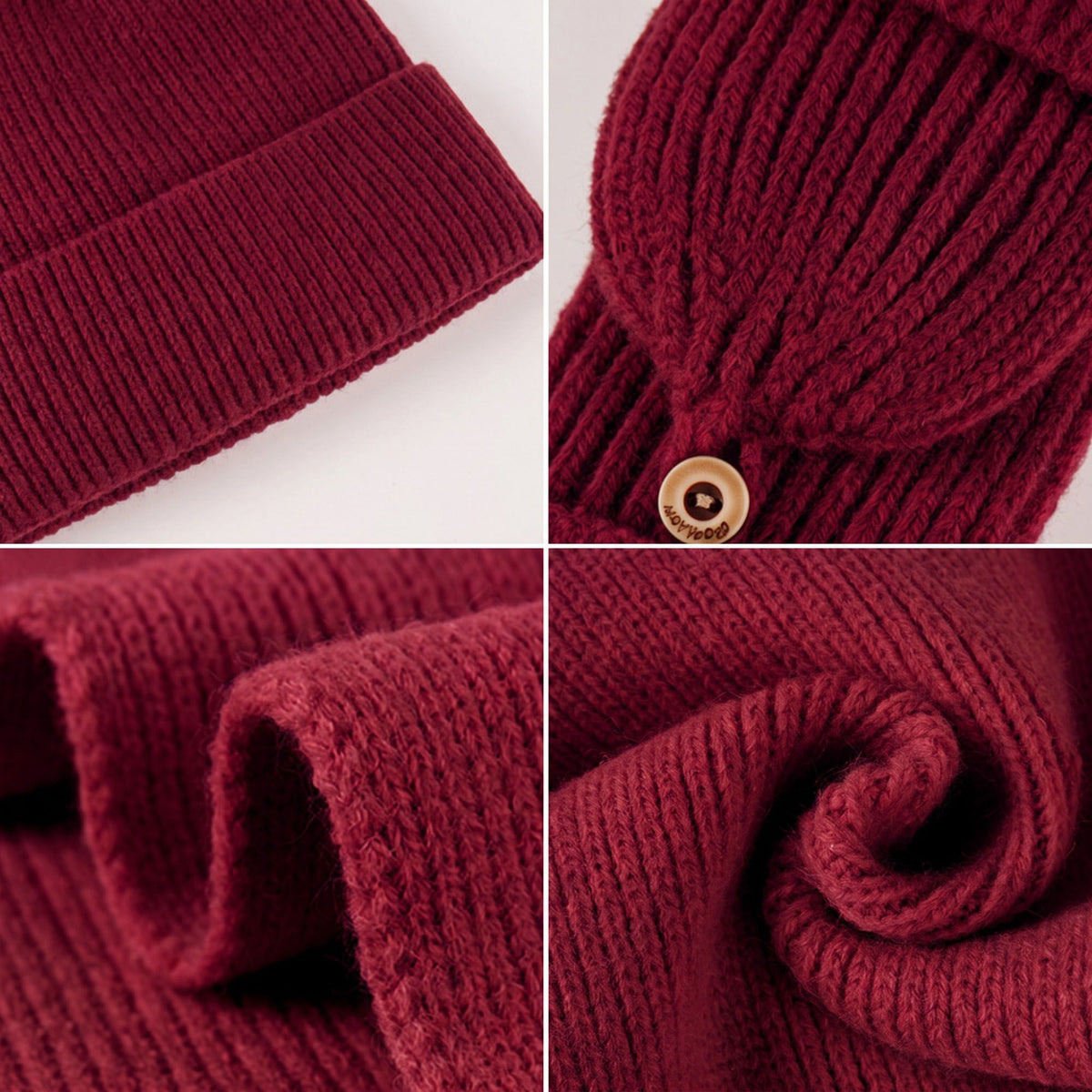 3 Piece Beanie Scarf and Convertible Fingerless Gloves Winter Set