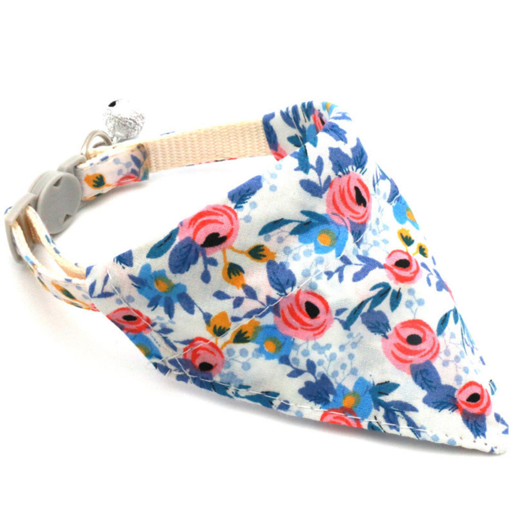 Floral Print Pet Bandana, Soft Cotton Flower Pattern Scarf Collar for Small Medium Dogs Cats