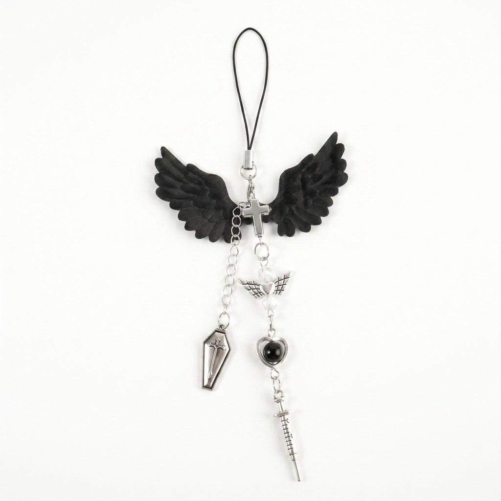 2-Piece Womens Bag Charm with Hanging Strap and Decorative Accents