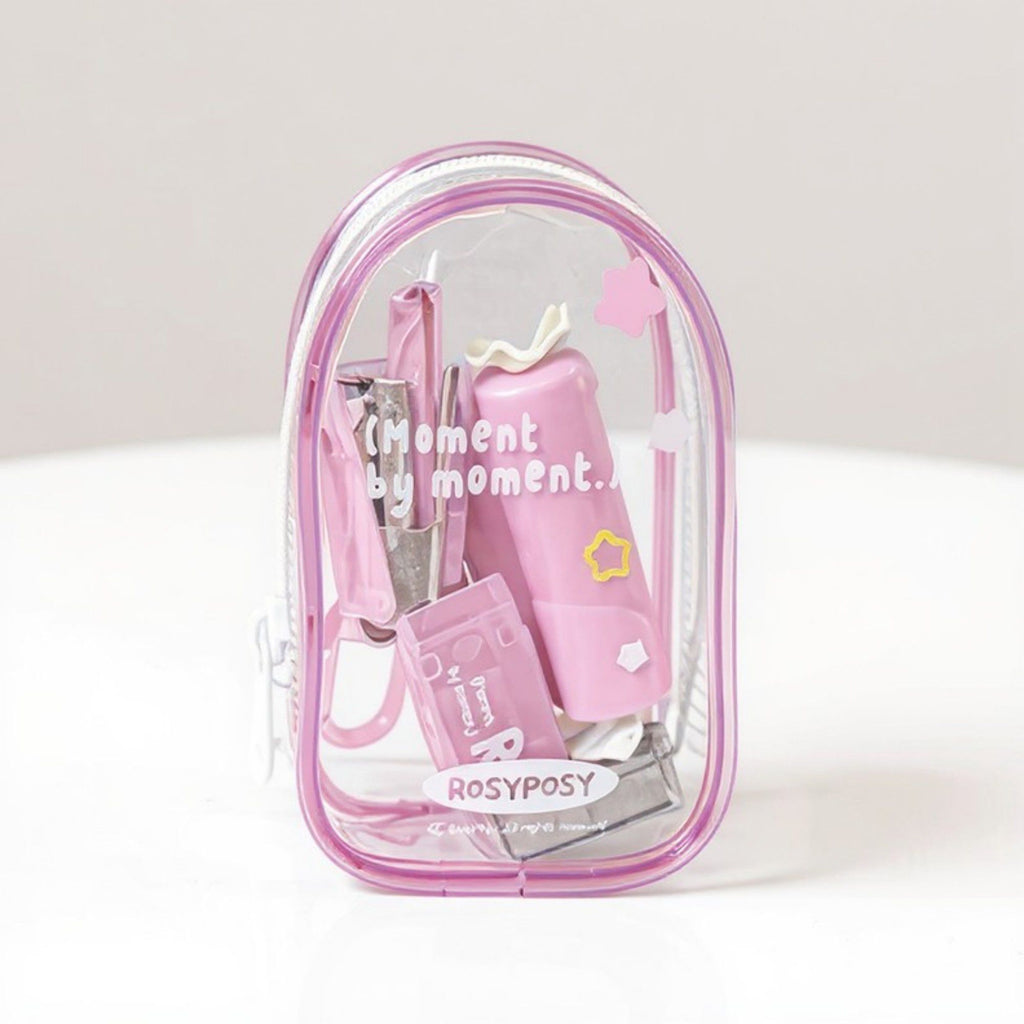 Portable Stationery Supply Set with Clear Zipper Case for School and Office Use 4.2x2.5x1.5 in