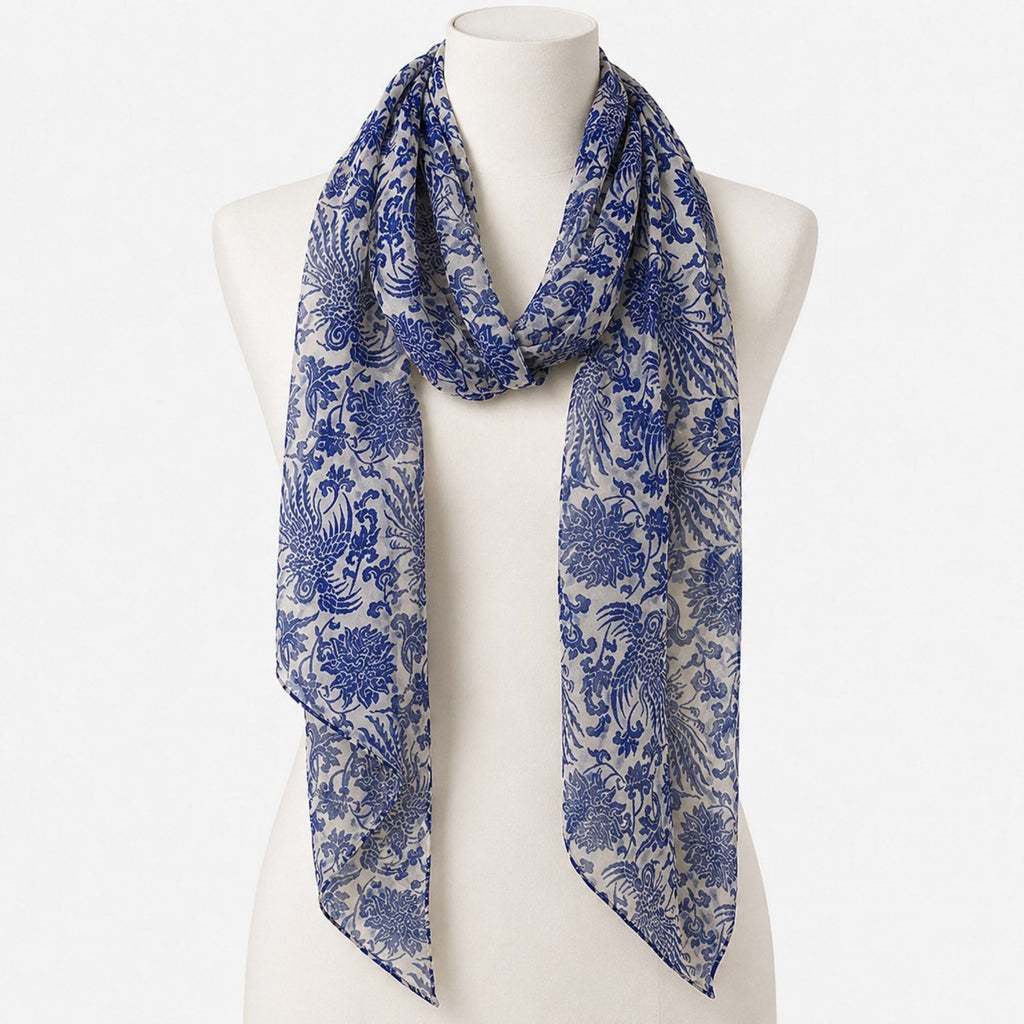 Lightweight Abstract Floral Sheer Long Scarf