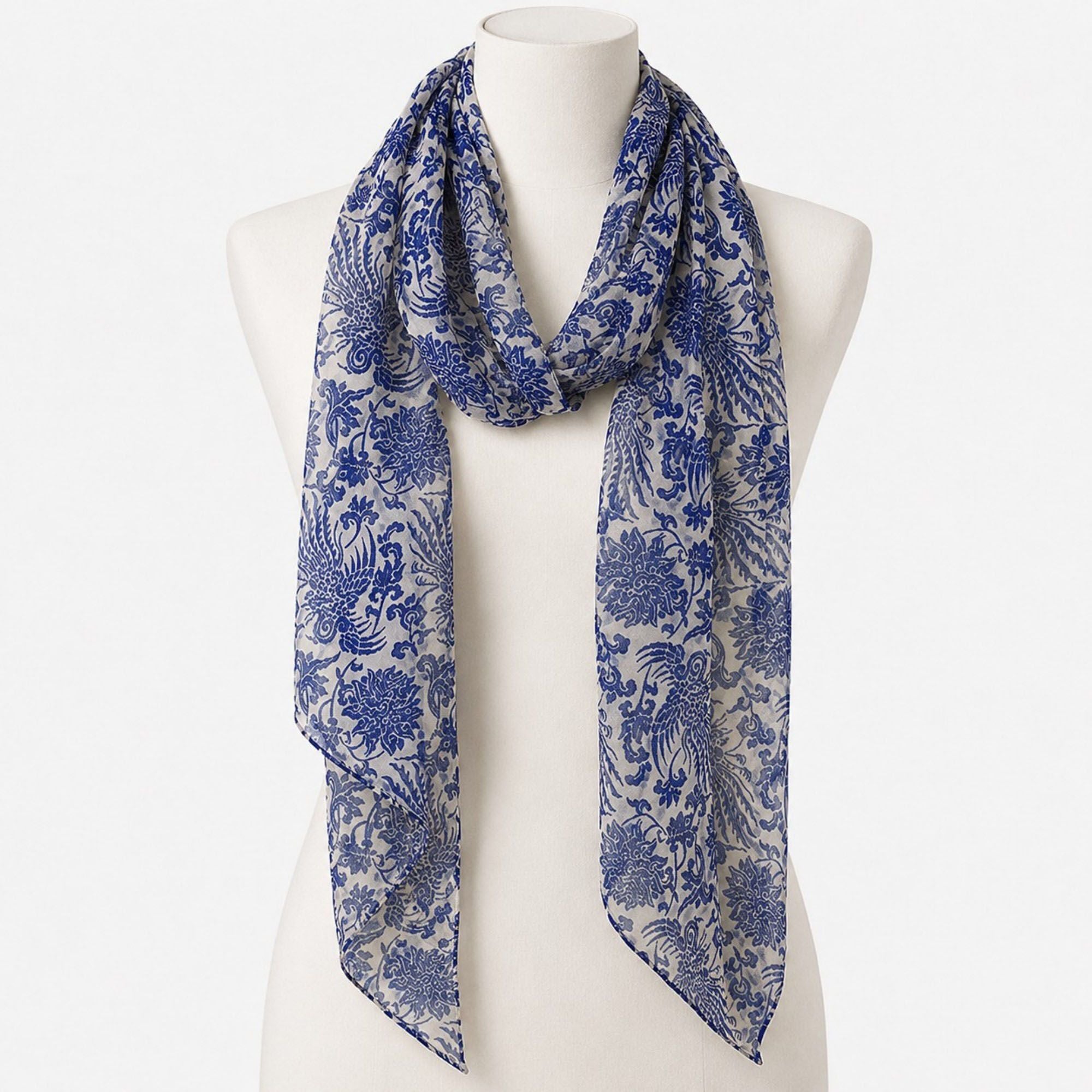 Lightweight Abstract Floral Sheer Long Scarf