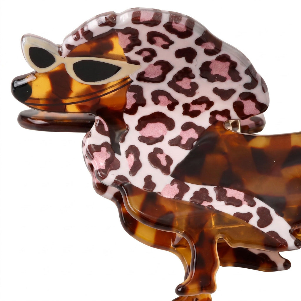 3pc Dachshund Dog Hair Claw Clip Set Tortoiseshell Pattern Hair Accessories