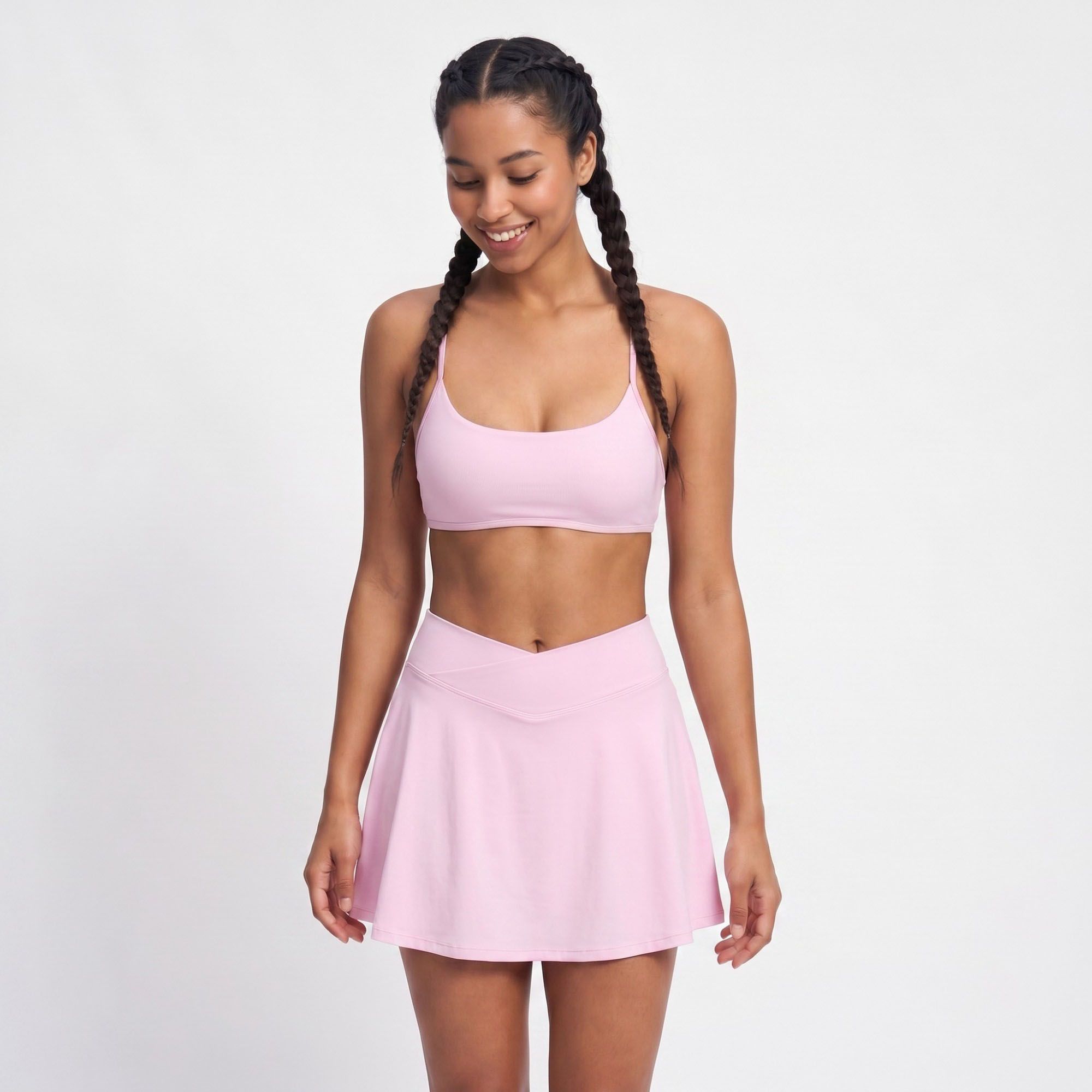 Padded Strappy Back Sports Bra Tank Top Scoop Neck Workout Yoga Crop Top