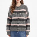 Floral Embroidered Striped Button Front Cardigan