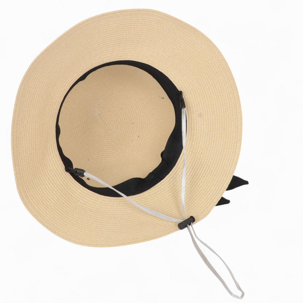 Anna-Kaci Women's Woven Floppy Sun Hat with Wide Ribbon Knot Detail and Curved Brim