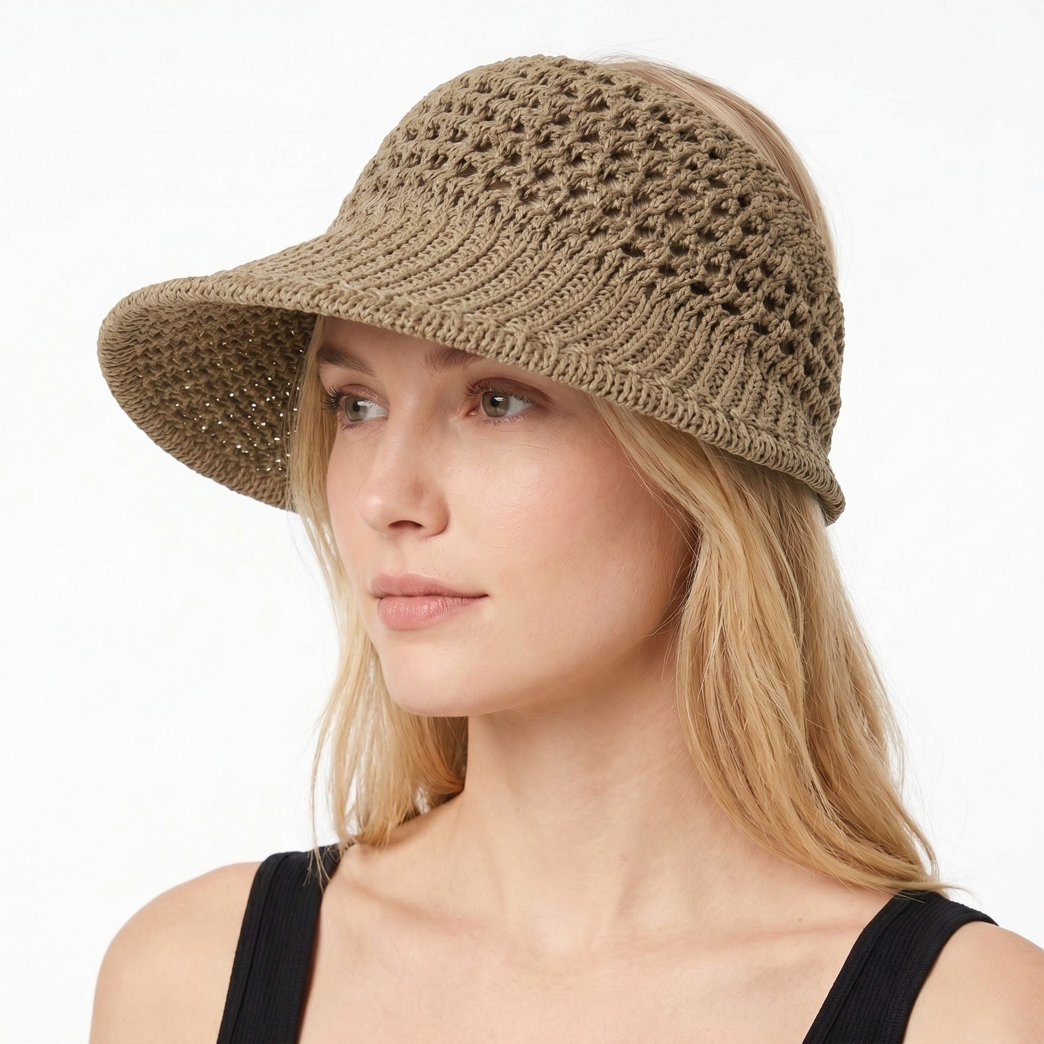 Crochet Bucket Hat Summer Knit Sun Hat Breathable Lightweight Beach Cap