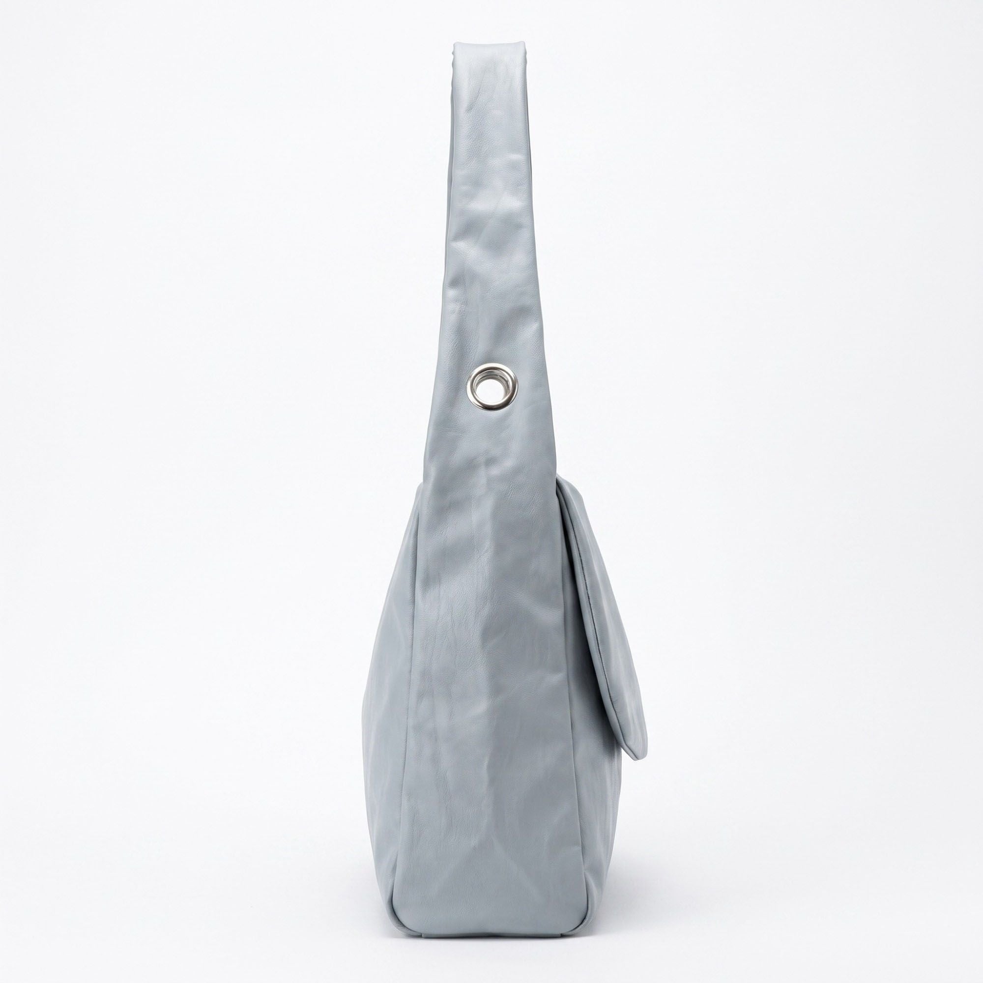 Flap Hobo Bag with Grommet Strap and Wide Shoulder Handle 11.8x9.5x4in