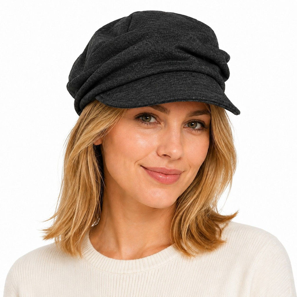 Soft Pleated Newsboy Cap Adjustable Short Brim Baker Boy Beret Hat