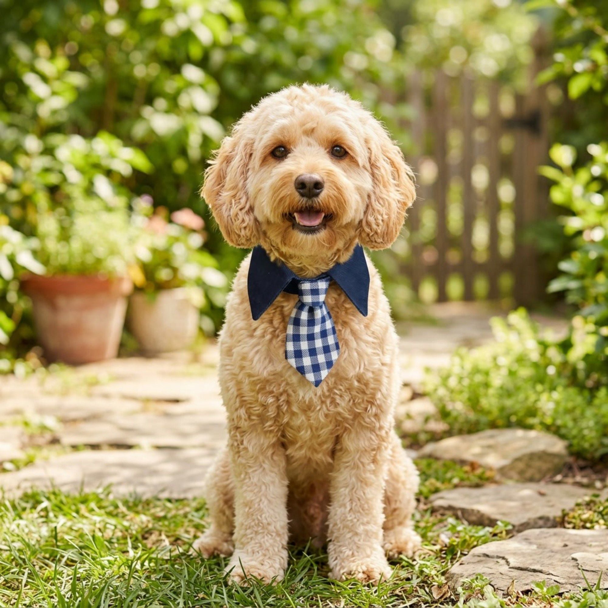 Plaid Pet Necktie Collar, Soft Cotton Gentleman Style Gingham Tie for Small Medium Dogs Cats