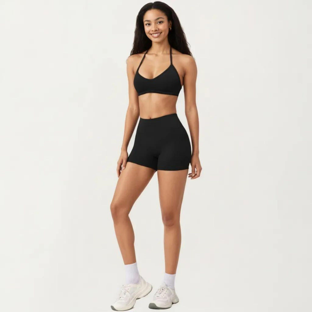Anna-Kaci Active Women's Halter Sports Bra with V Neckline and Smooth Stretch Fit