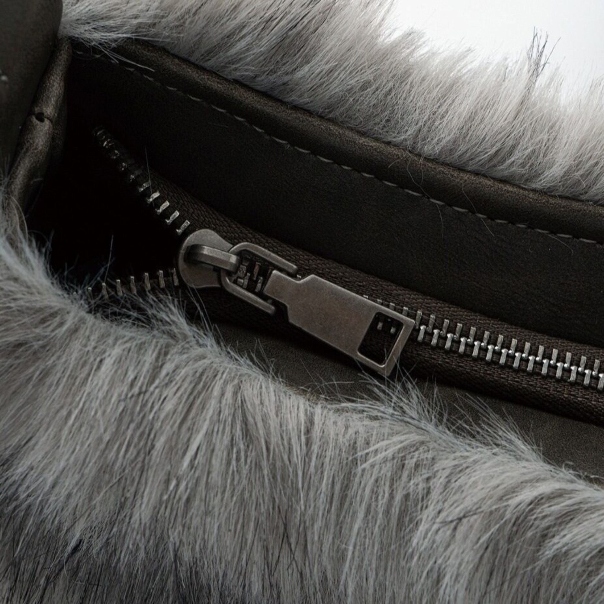 Faux Fur Shoulder Bag Vintage Belted Underarm Bag