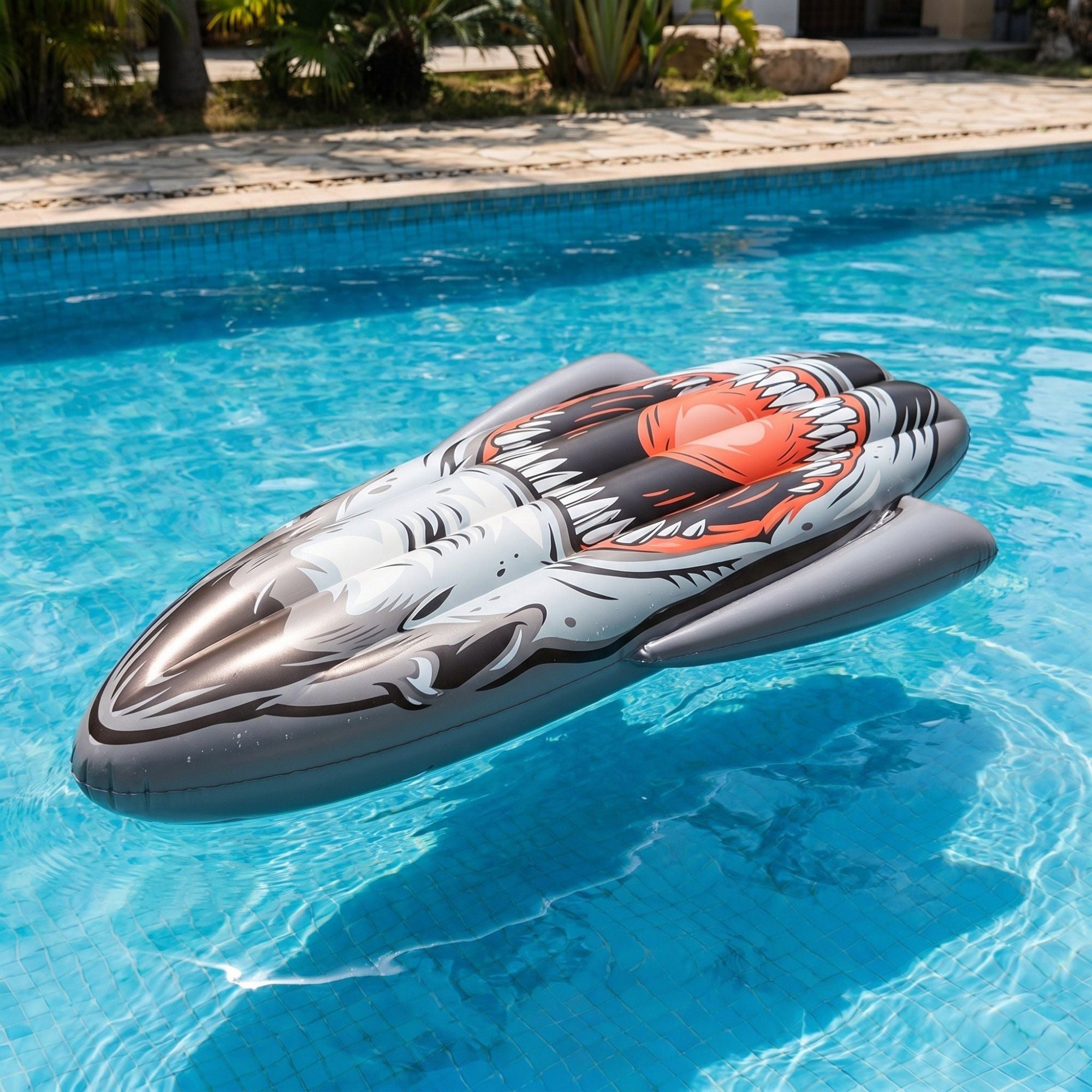 Inflatable Shark Pool Float Lounger with Dual Air Chambers Durable PVC Water Float for Pool Beach Lake 94.5x57x57in