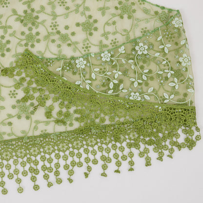 Anna-Kaci Lightweight Lace Floral Head Scarf Fringe Triangular Shawl Scarf Wrap Bandana for Women