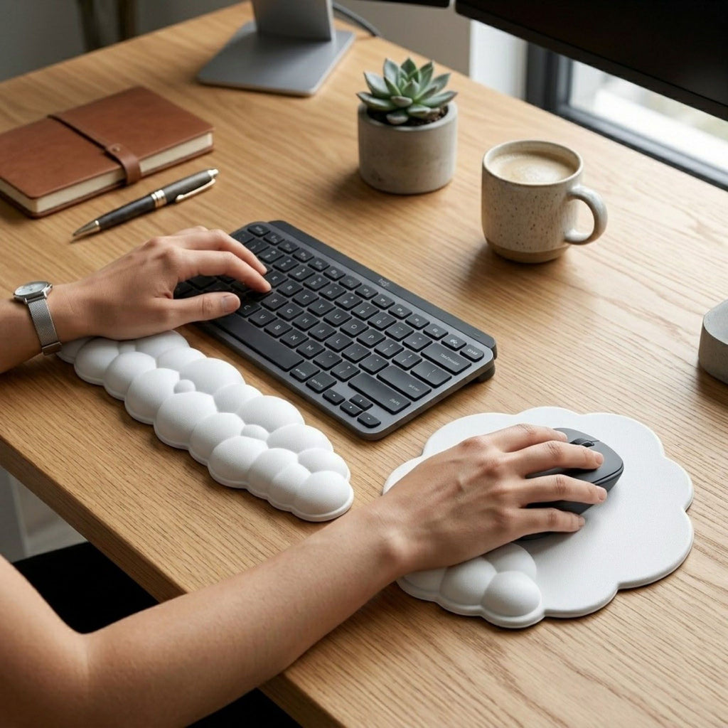 Ergonomic Keyboard Wrist Rest Mouse Pad Set Soft Support Cushion for Office Desk Comfort