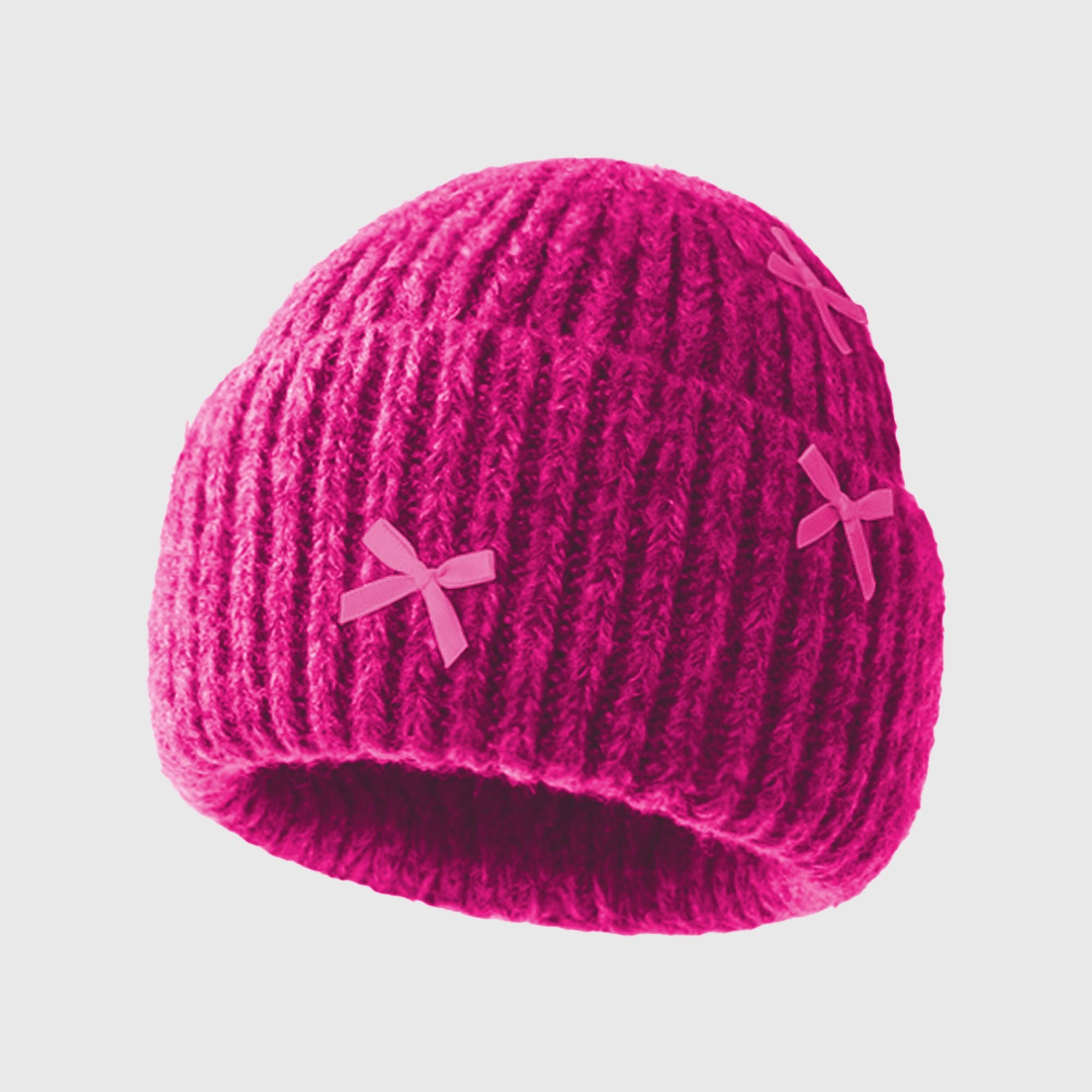 Anna-Kaci Women's Ribbed Knit Beanie with Bow Accents - Cute Soft Winter Hat for Casual Daily Wear