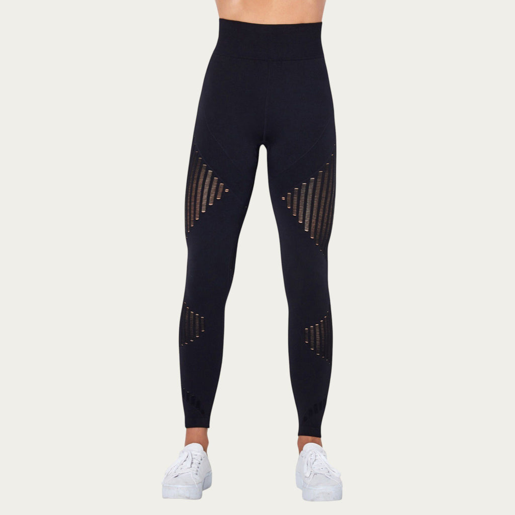 Anna-Kaci Active Women's Seamless Patterned Leggings with Ribbed Details and Contouring Panels