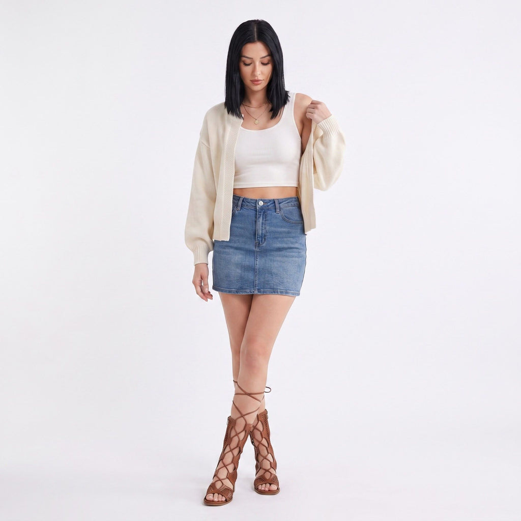 Open-Front Drop Shoulder Long Sleeve Knit Cardigan