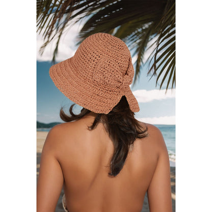 Anna-Kaci Crochet Raffia Sun Hat with Wide Brim and Bow Detail Foldable Summer Beach Hat for Stylish Sun Protection