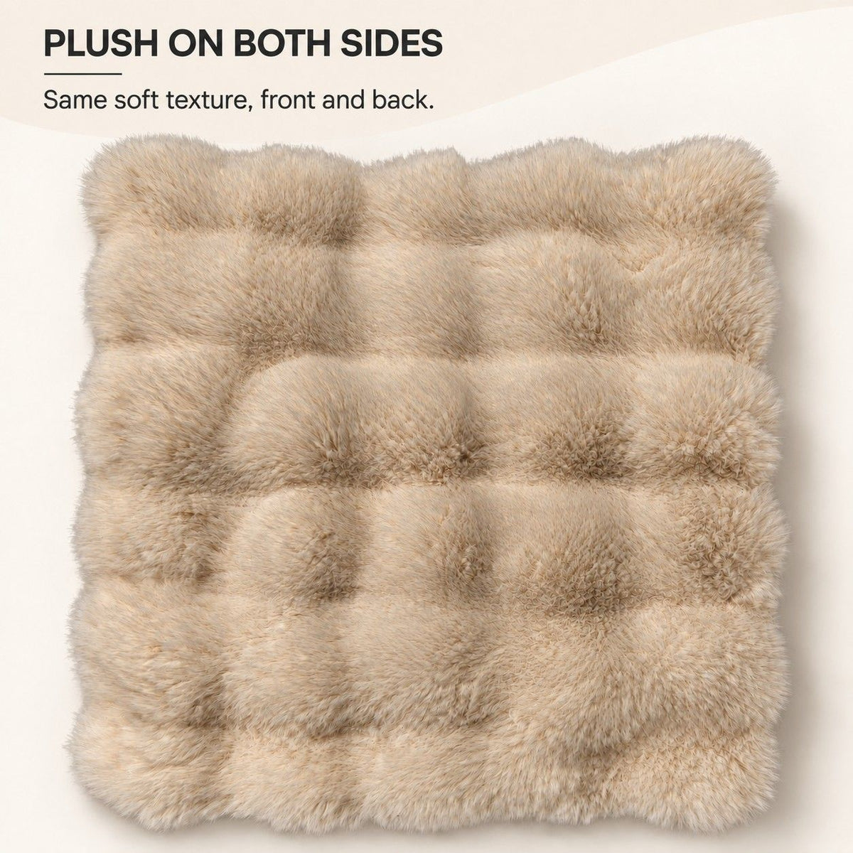 Double Sided Plush Faux Fur Throw Pillow Cover 18 x 18 Inch Bubble Texture
