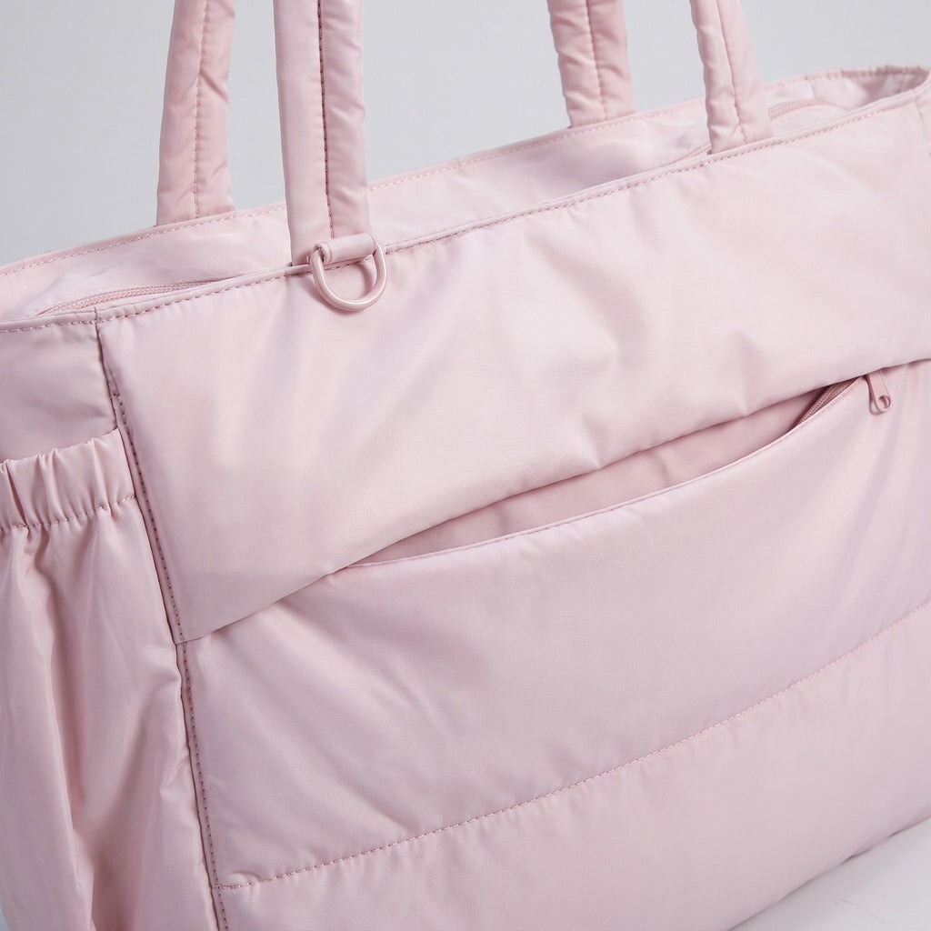 Oversized Padded Tote Bag with Multi Outer Pockets and Long Padded Shoulder Straps 16.5x6.1x13in