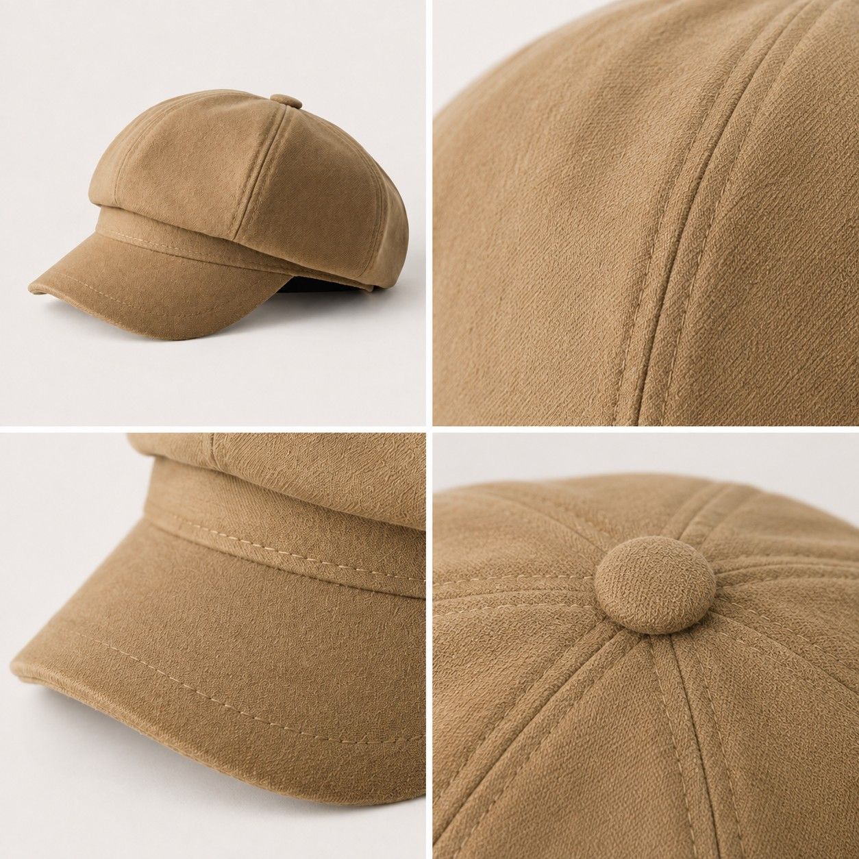 Textured Newsboy Cap Soft Baker Boy Hat Vintage Rounded Crown Casual Style