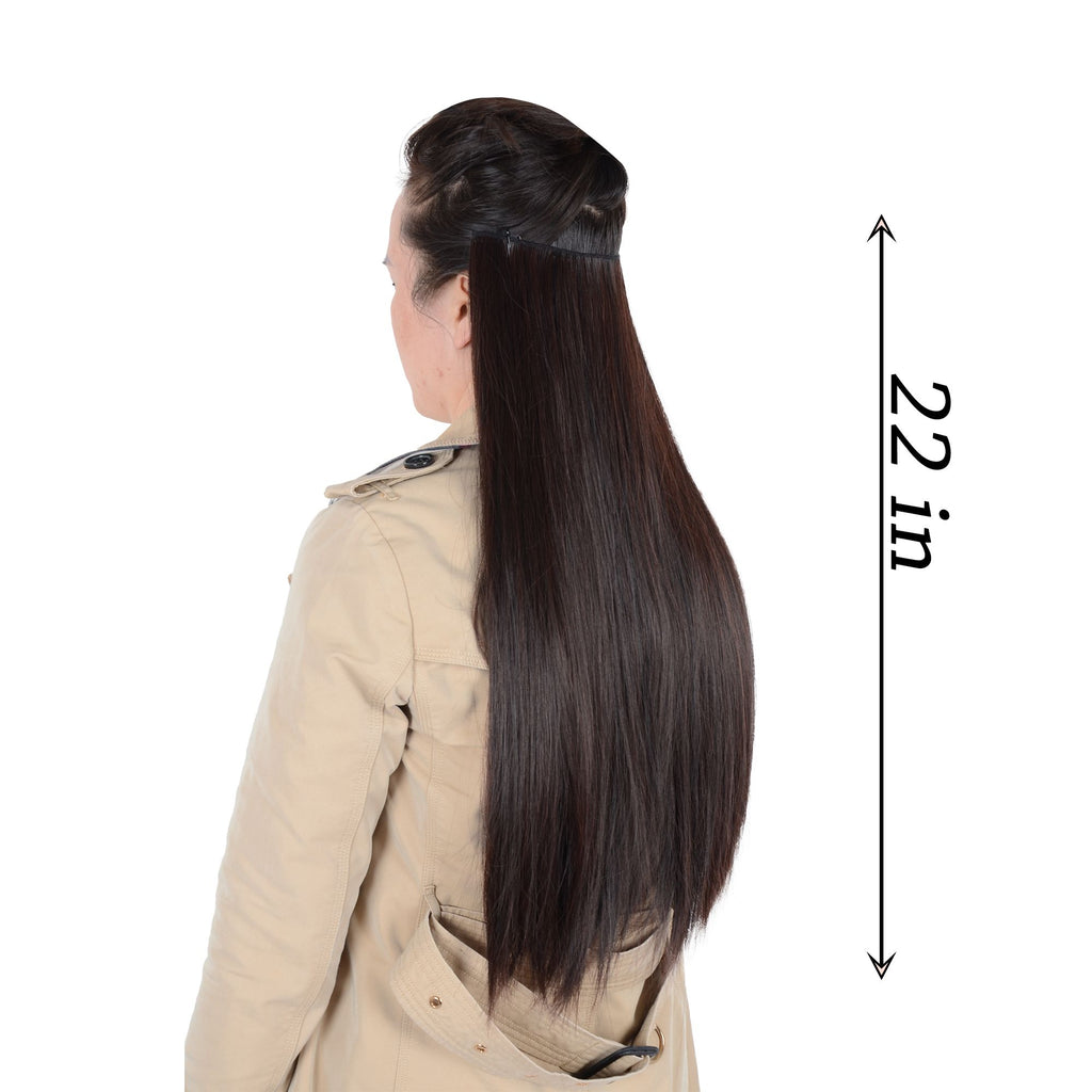 Longe Straight Natural Hair Extensions One Piece Invisible Wire Hair Extensions with Clip ins 22Inch for Women
