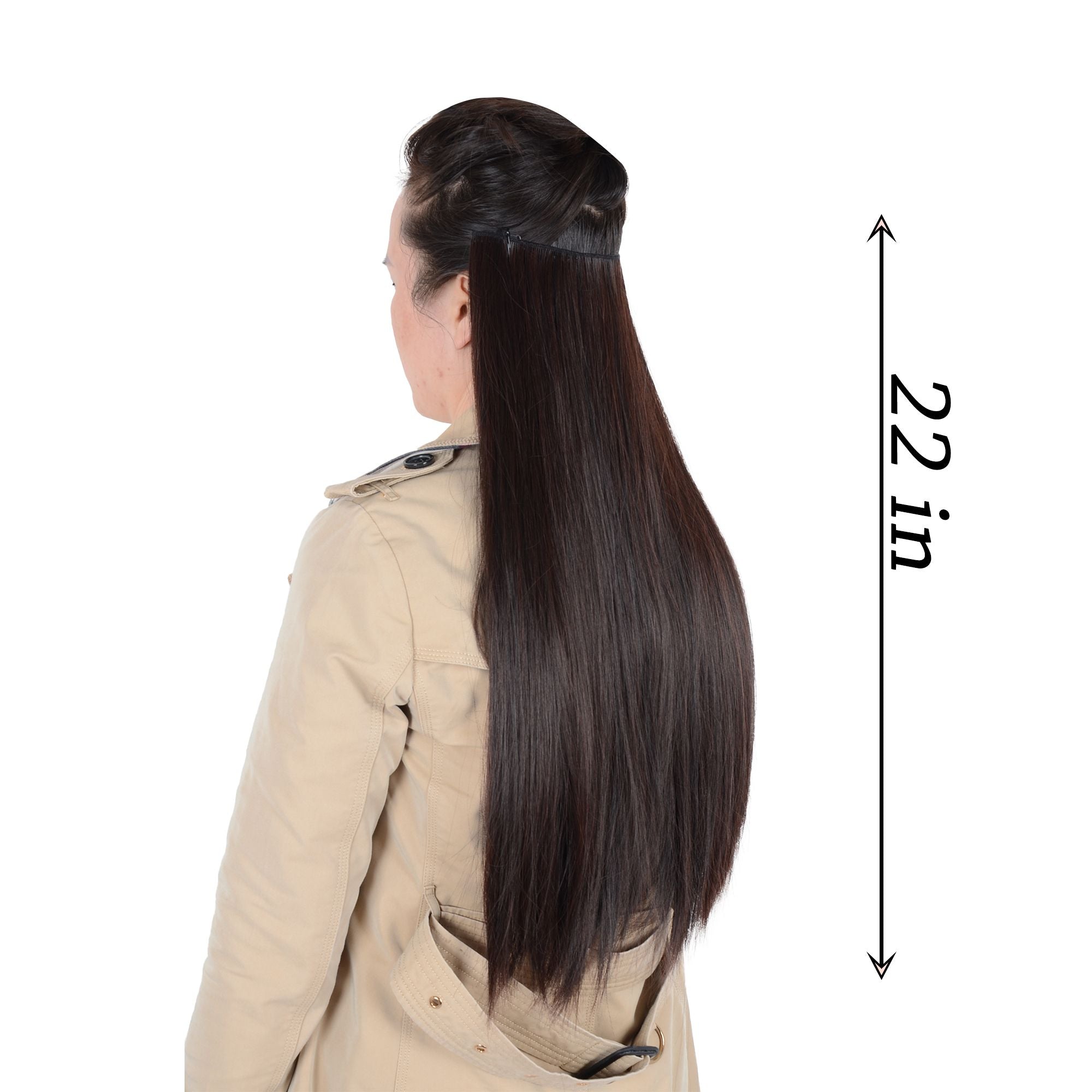 Longe Straight Natural Hair Extensions One Piece Invisible Wire Hair Extensions with Clip ins 22Inch for Women