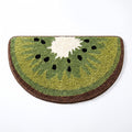 Kiwi Fruit Slice Plush Semicircle Bathroom Mat with Green Tufted Design