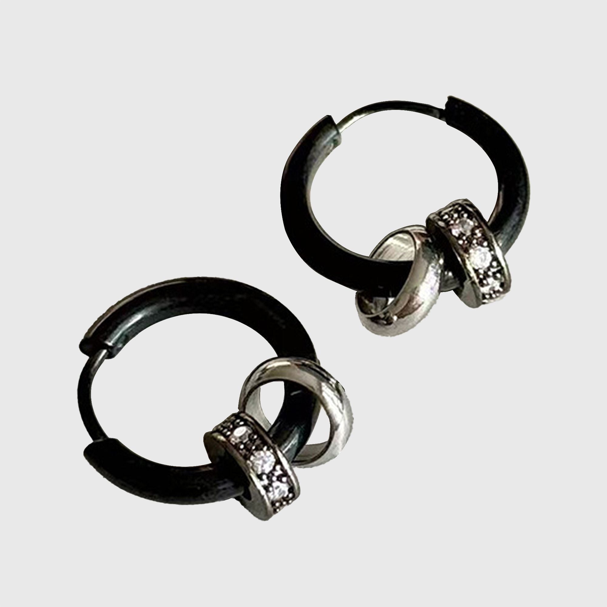 Women's Huggie Hoop Earrings with Ring Detail
