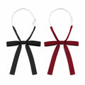 2 Pack Adjustable Pre Tied Long Ribbon Bow Ties for School Uniform Shirts