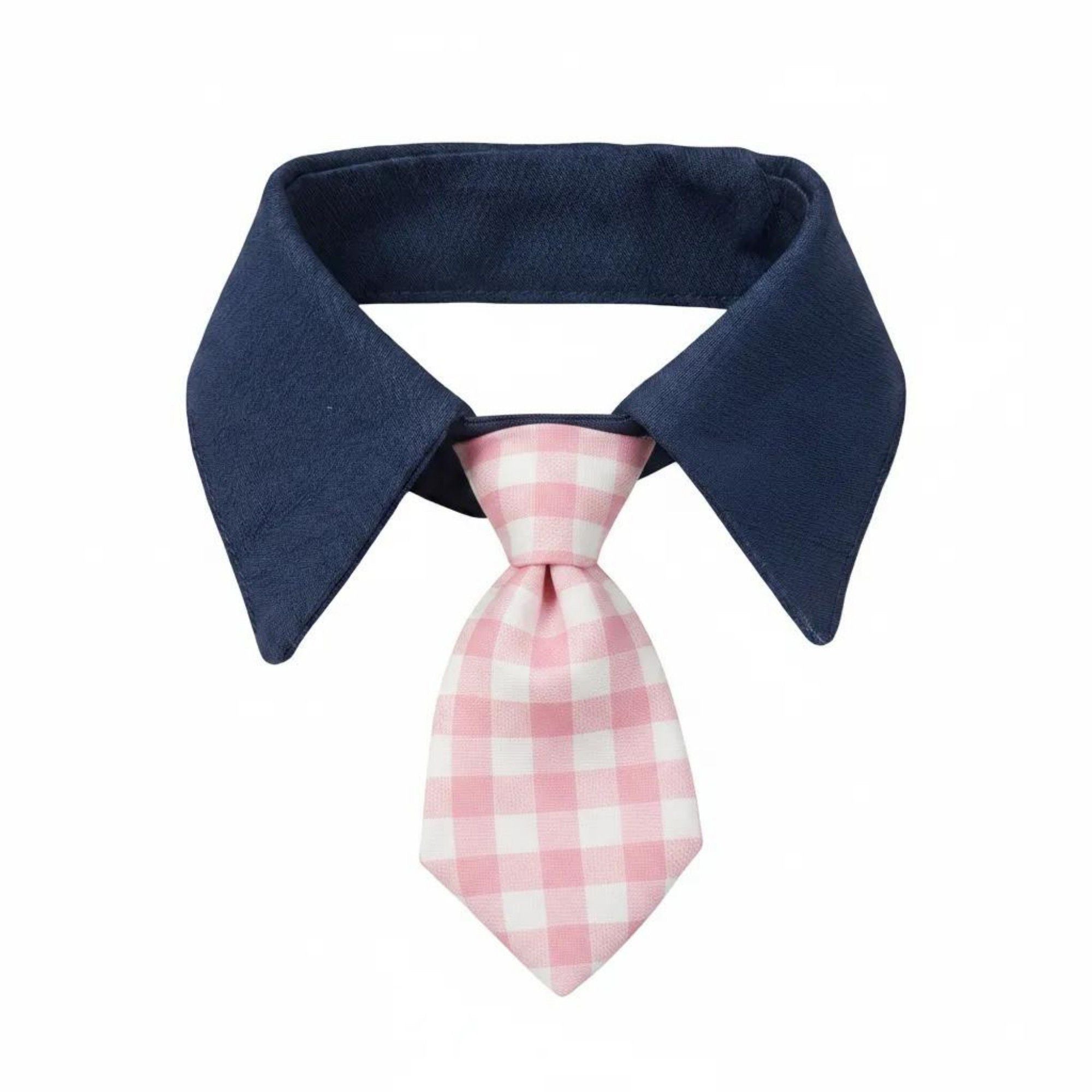 Plaid Pet Necktie Collar, Soft Cotton Gentleman Style Gingham Tie for Small Medium Dogs Cats