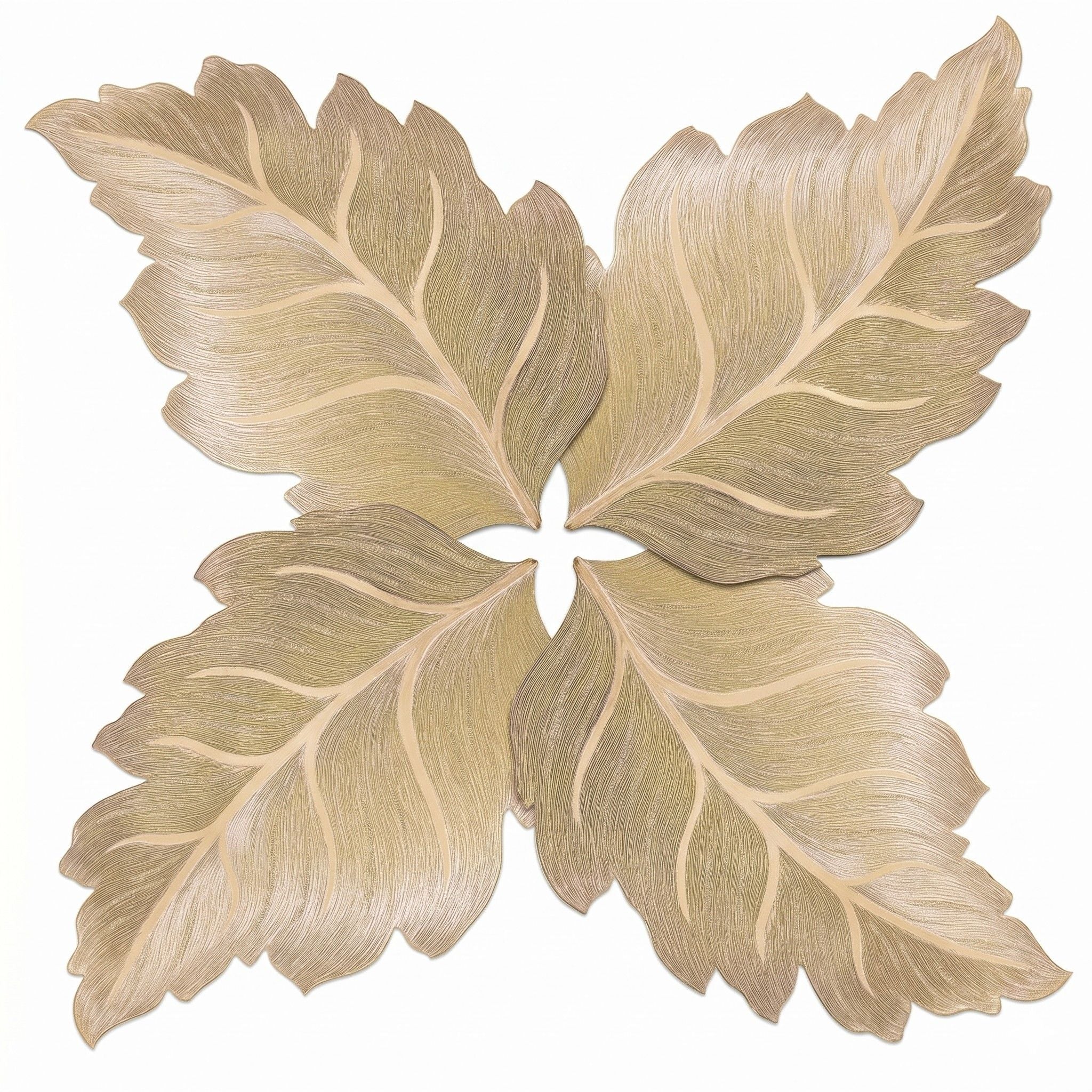 4 Pack Leaf Shaped PVC Placemats Washable Heat Resistant Table Mats