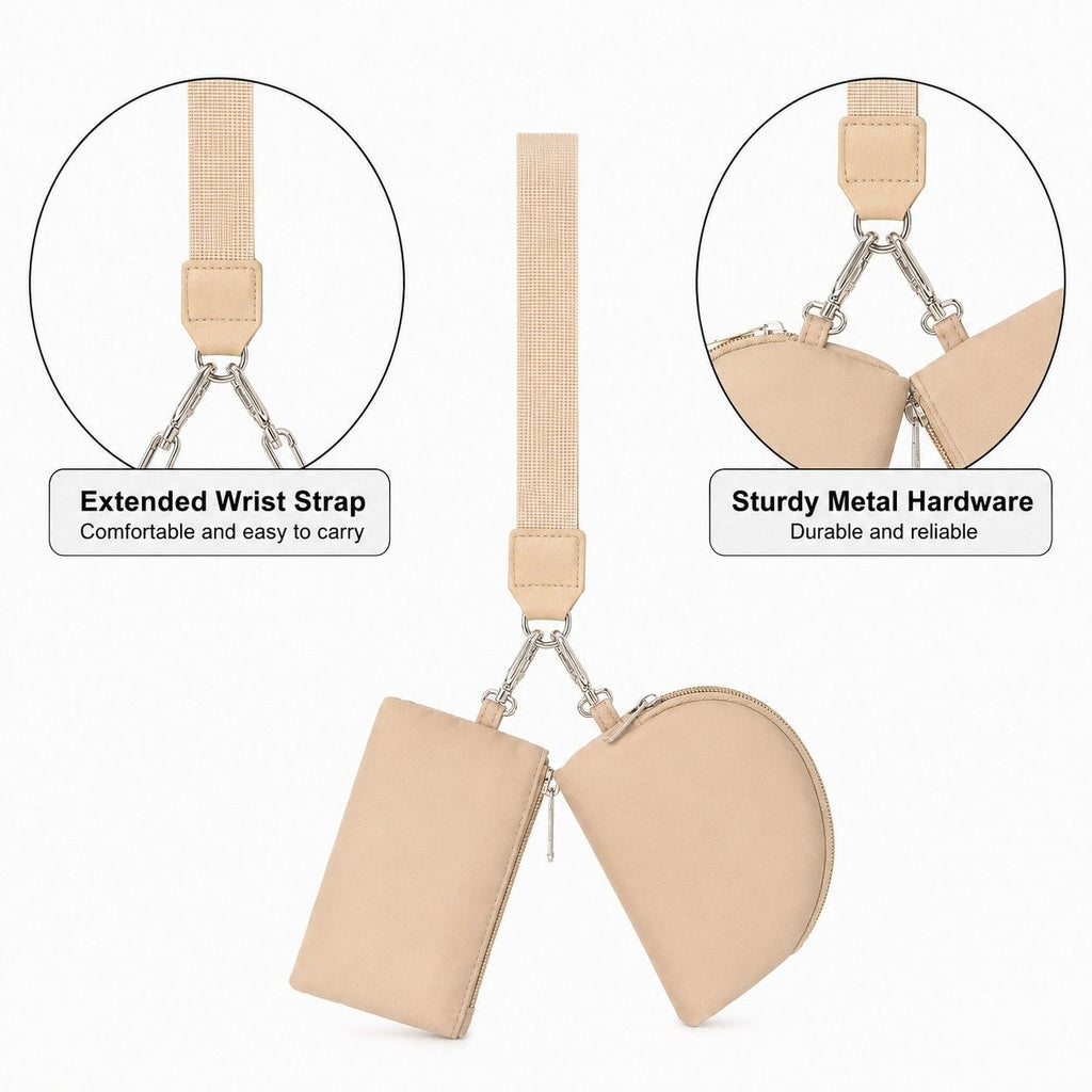 Mini Wristlet Pouch and Card Holder Set with Zip Closure
