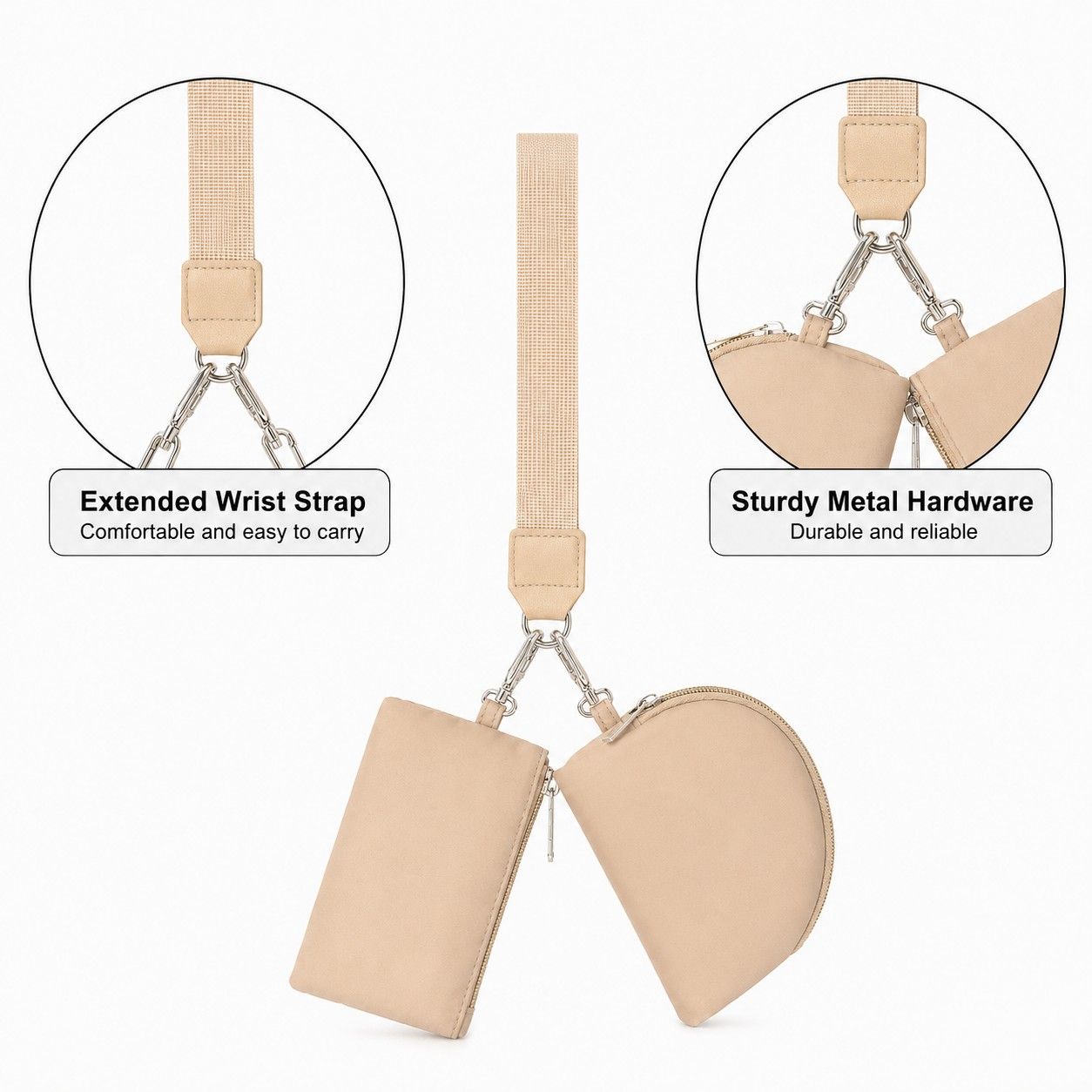Mini Wristlet Pouch and Card Holder Set with Zip Closure